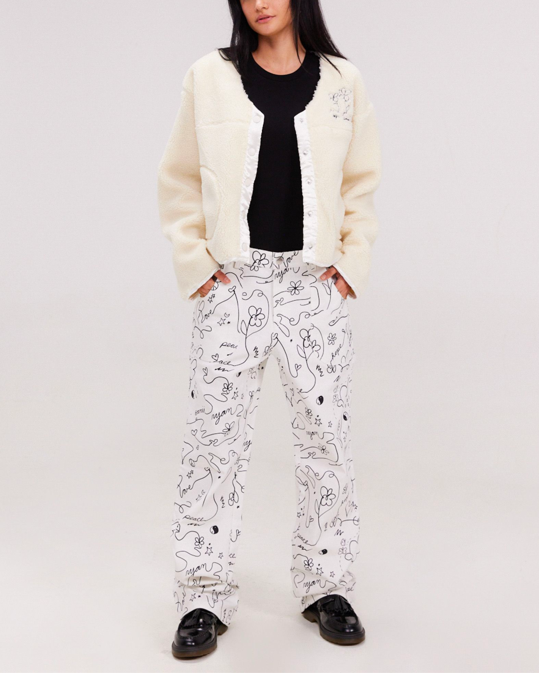 Veste sherpa gribouillis