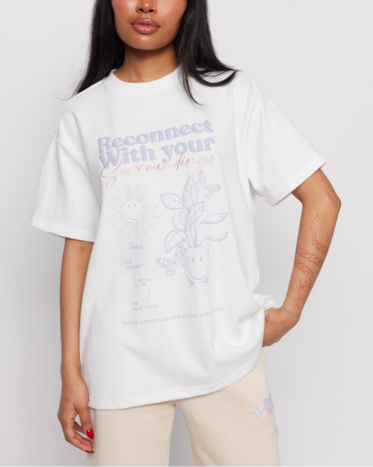 Smiley® Reconnect Oversized Tee, White