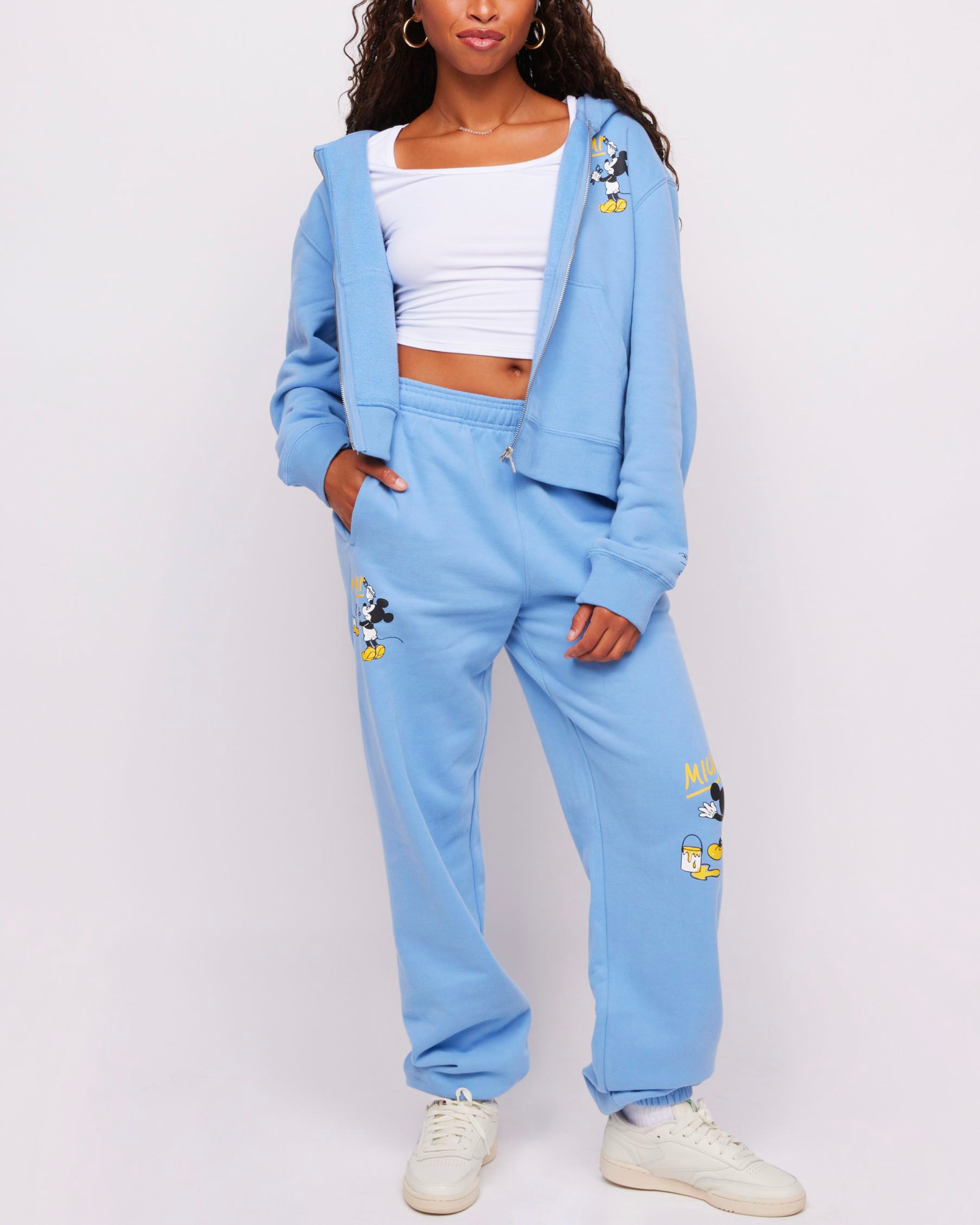 Sweat à capuche zippé Mickey Mouse peint