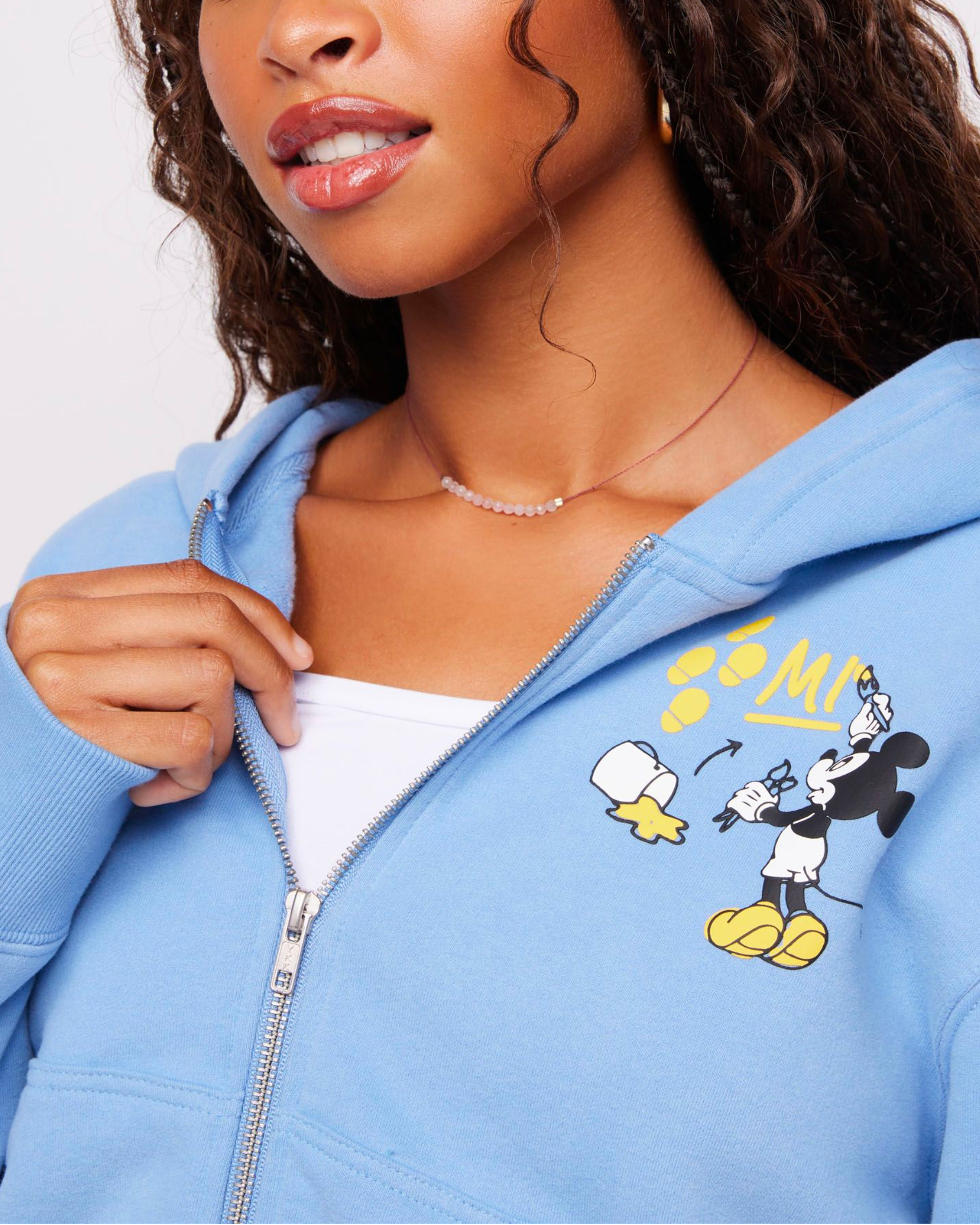 Sweat à capuche zippé Mickey Mouse peint