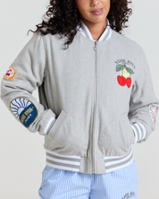 Smiley Freshly Picked Varsity Jacket, Grey