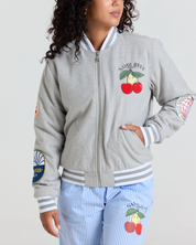 Smiley Freshly Picked Varsity Jacket, Grey
