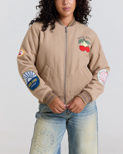 Smiley Freshly Picked Varsity Jacket, Brown