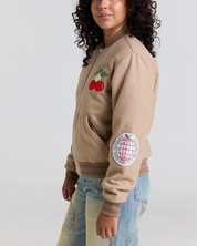 Smiley Freshly Picked Varsity Jacket, Brown