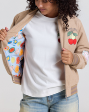 Smiley Freshly Picked Varsity Jacket, Brown