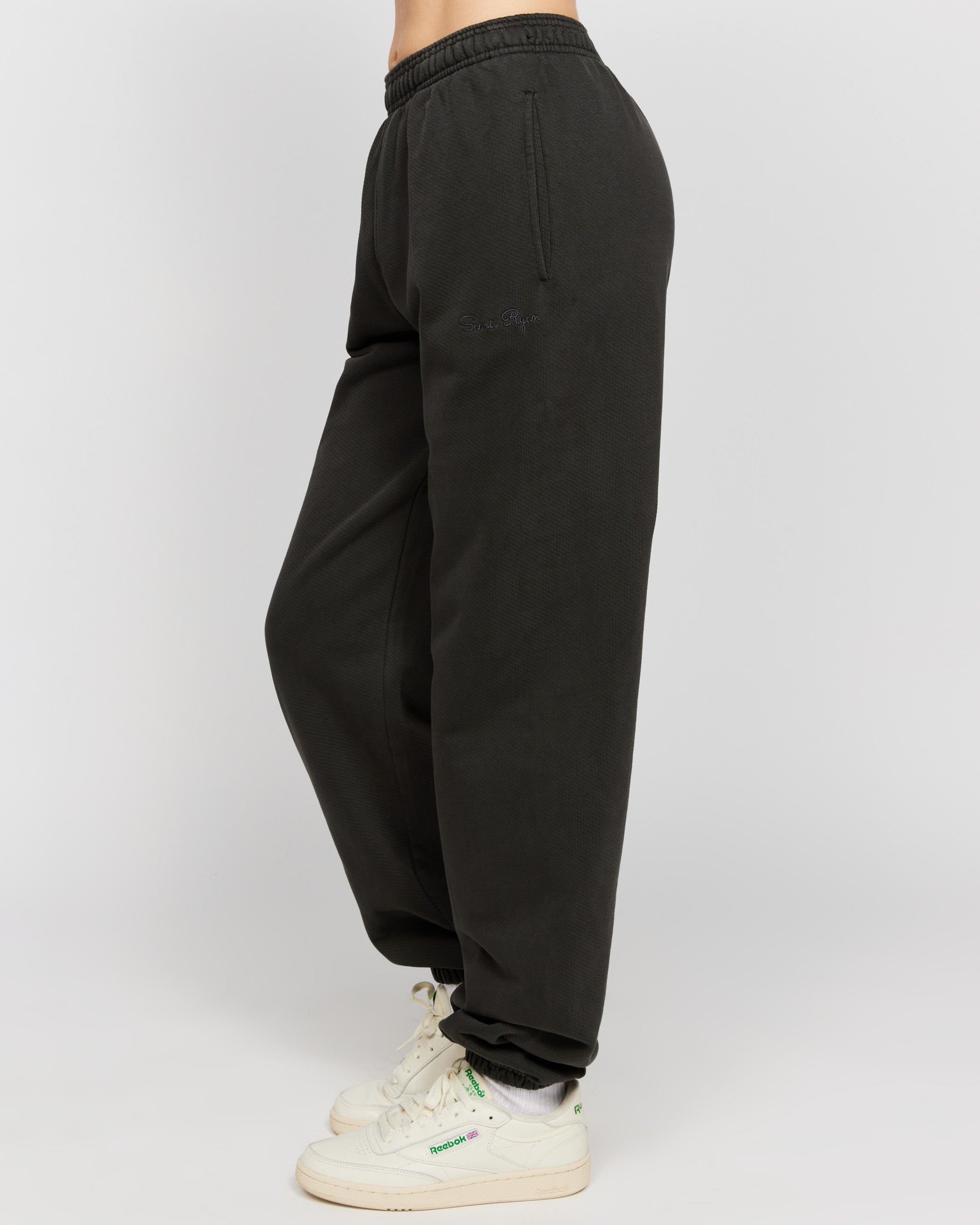 Pantalon de survêtement noir délavé à la pierre