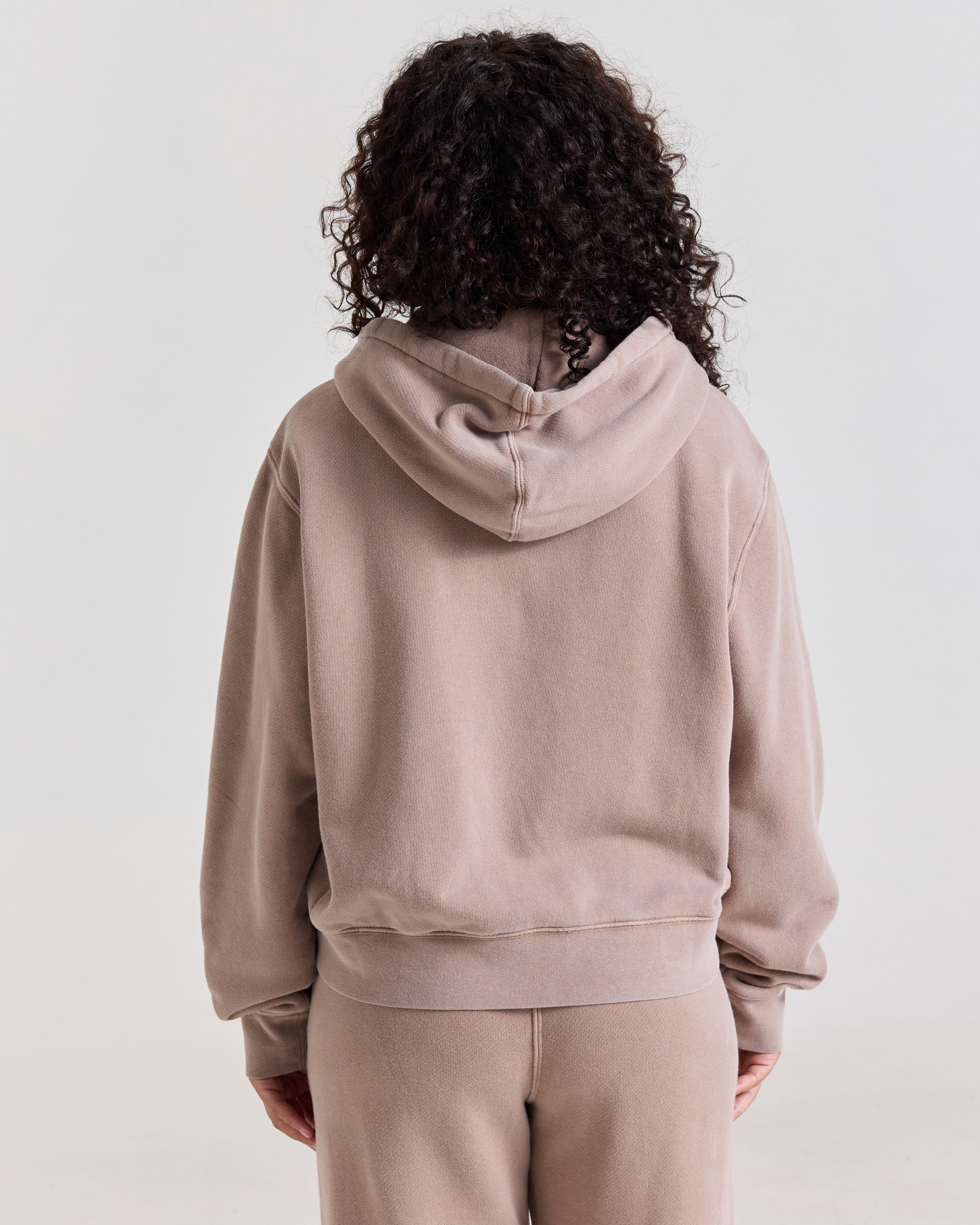 Stone Wash Zip Up Hoodie, Taupe