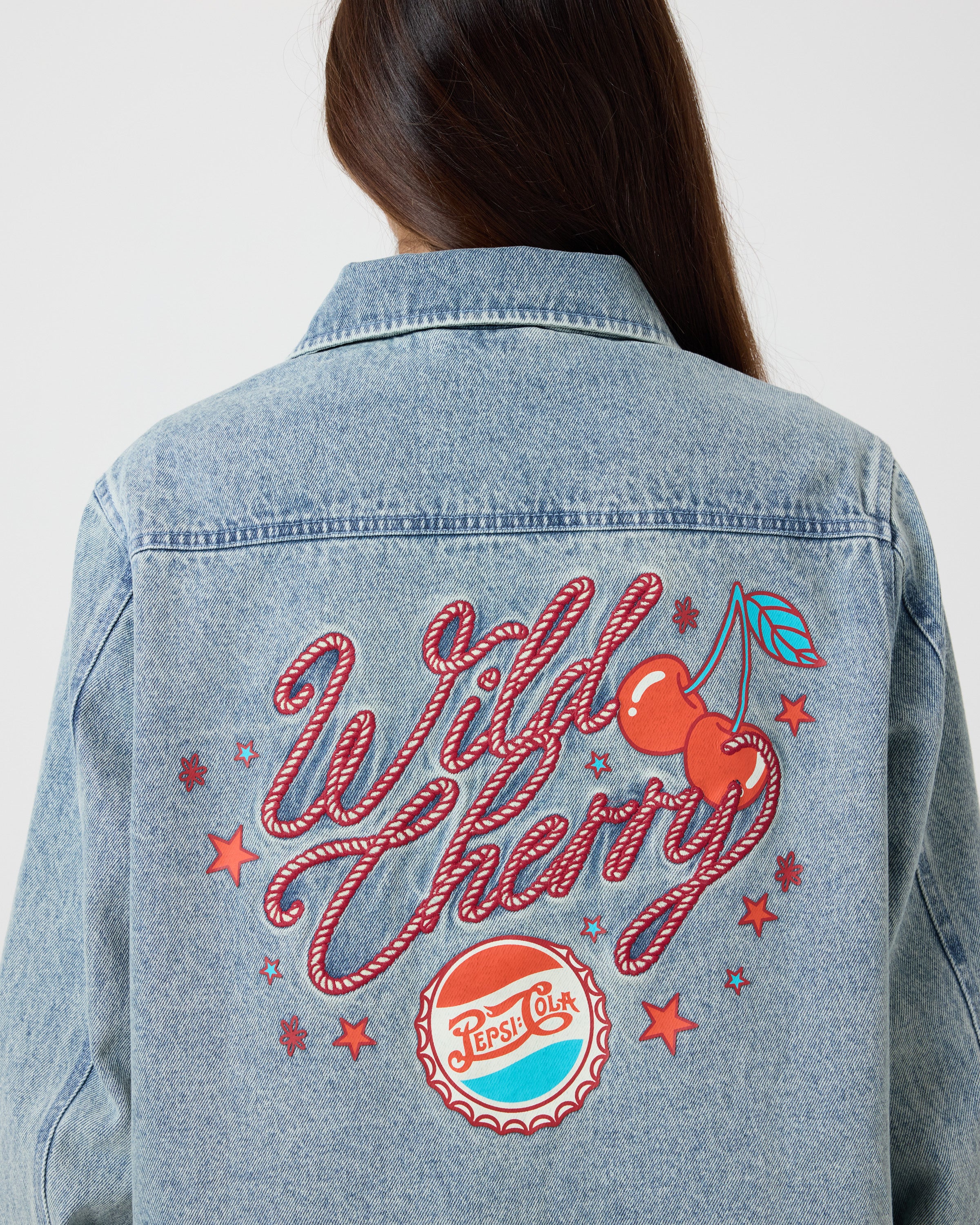 Wild Cherry Oversized Denim Jacket