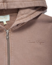 Stone Wash Zip Up Hoodie, Taupe