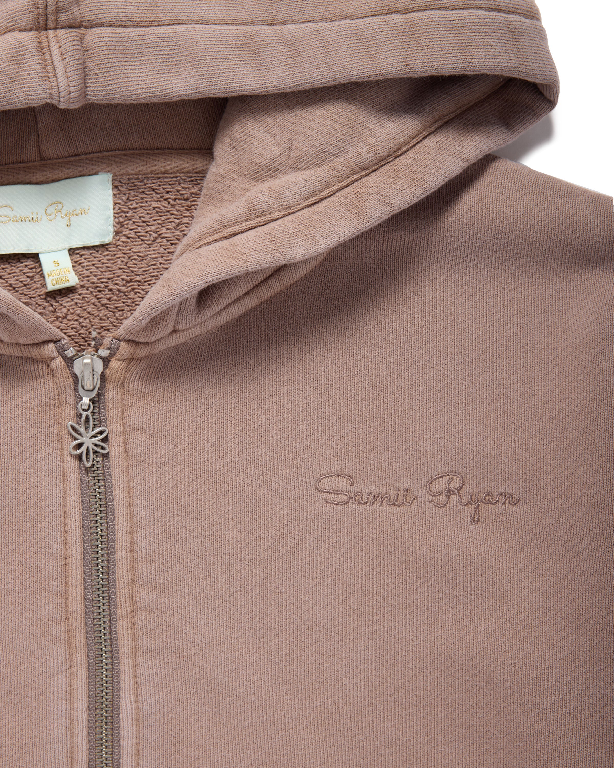 Stone Wash Zip Up Hoodie, Taupe