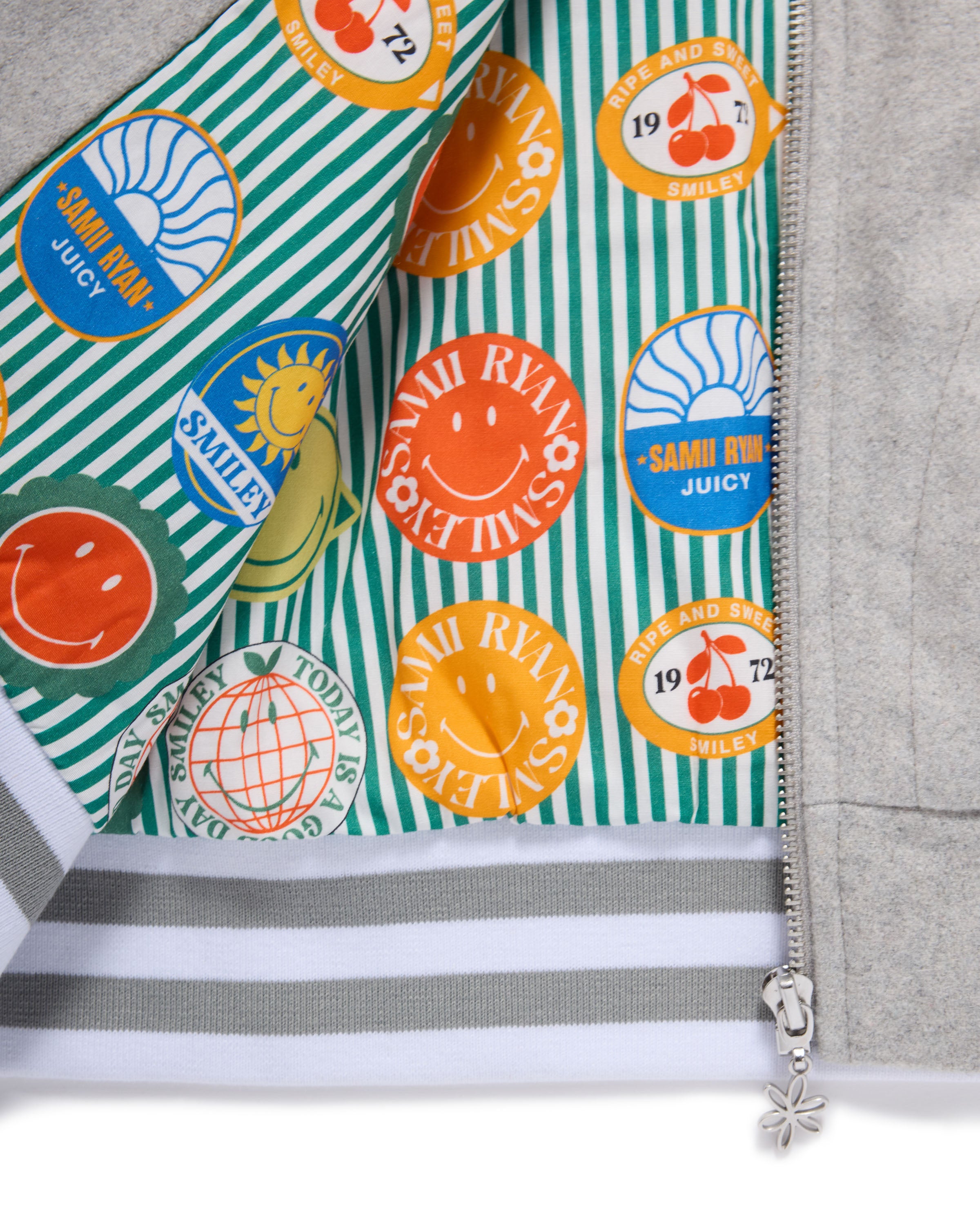 Smiley Freshly Picked Varsity Jacket, Grey