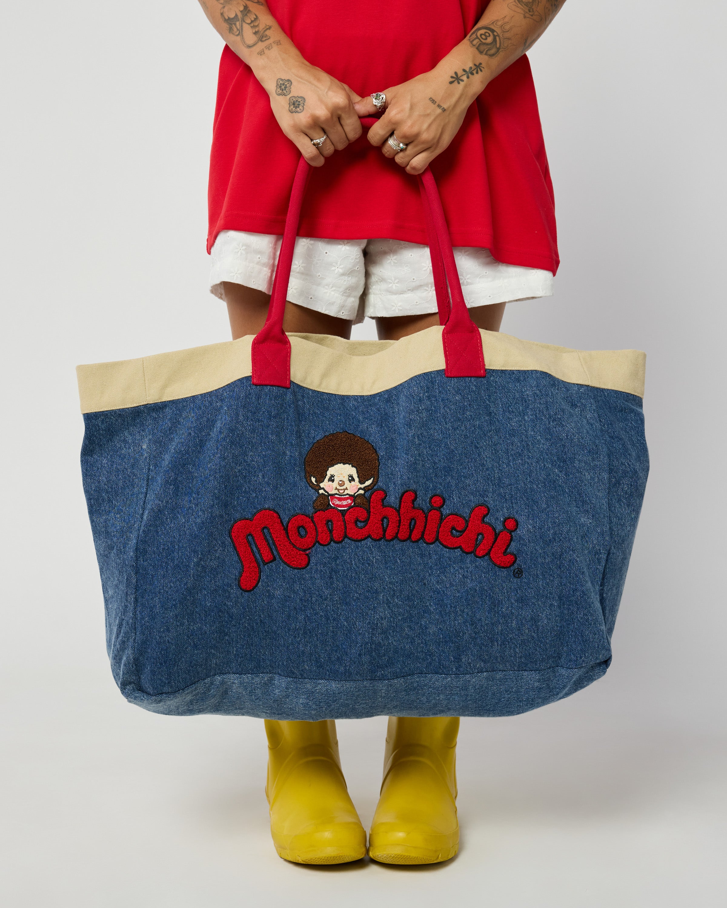 michi♡ Monchhichi™ Washed Denim Tote Bag – Samii Ryan