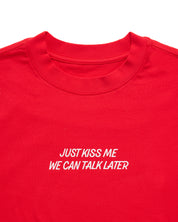 Sweethearts Just Kiss Me Oversized Tee, Red
