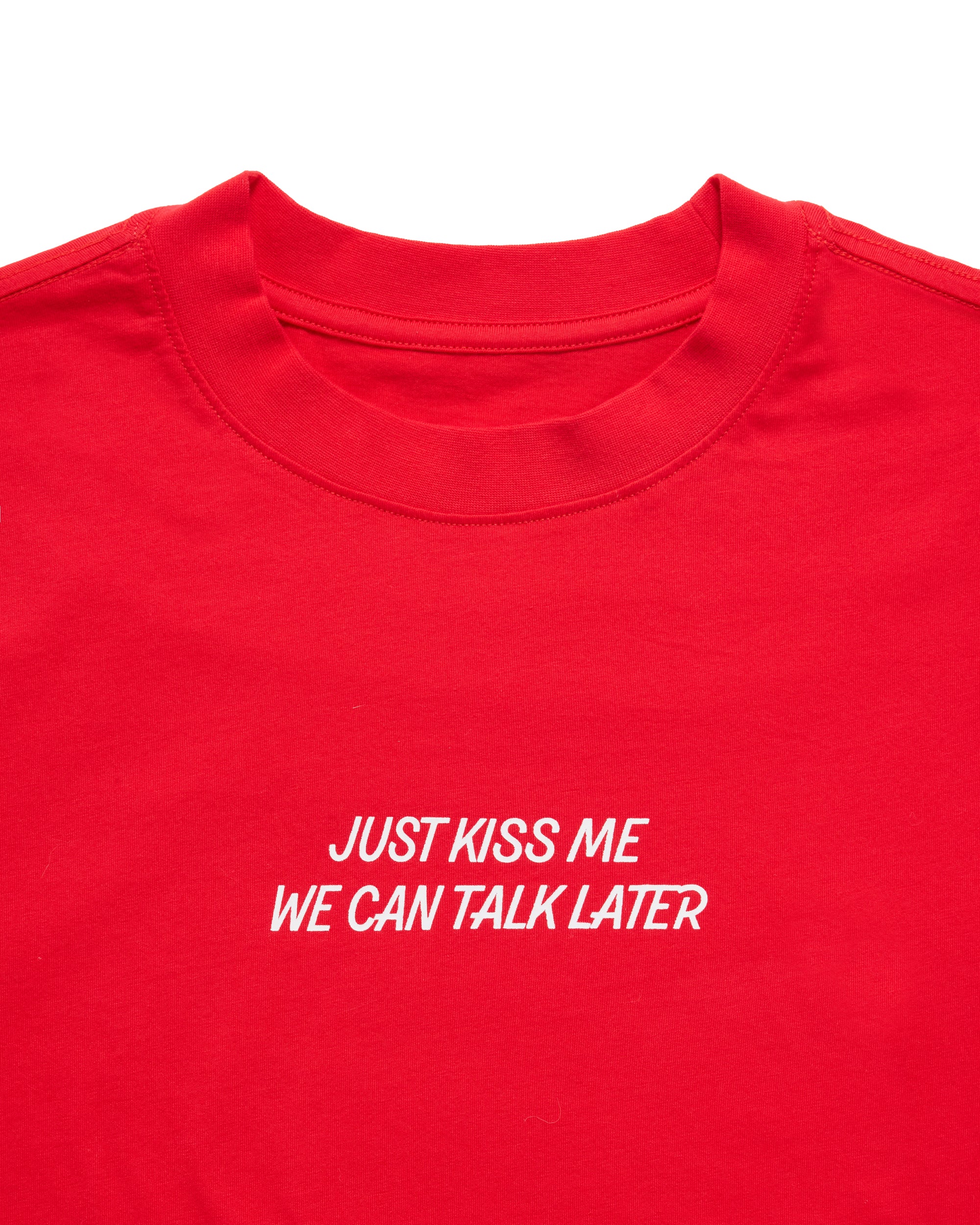 Sweethearts Just Kiss Me Oversized Tee, Red