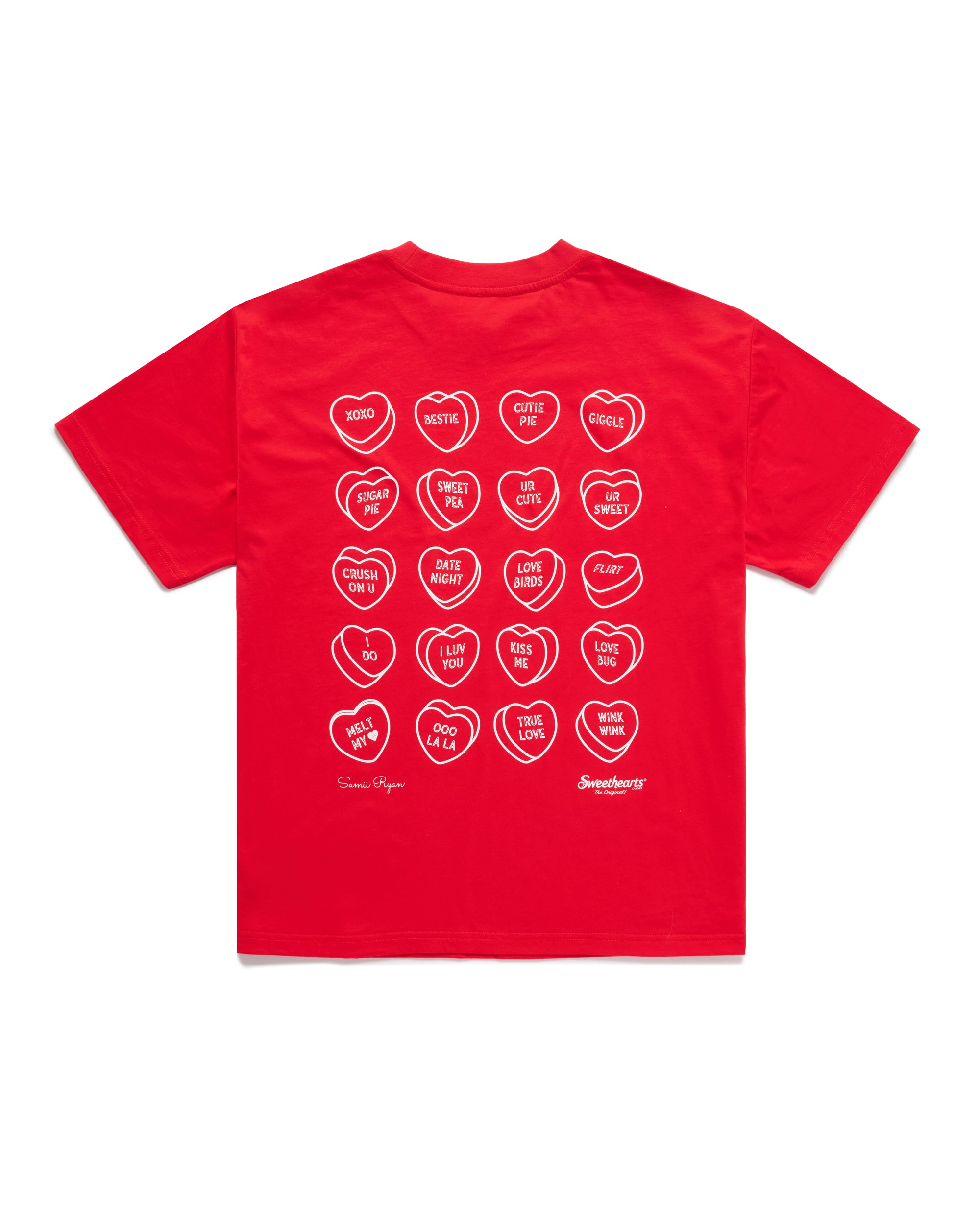 Sweethearts Just Kiss Me Oversized Tee, Red