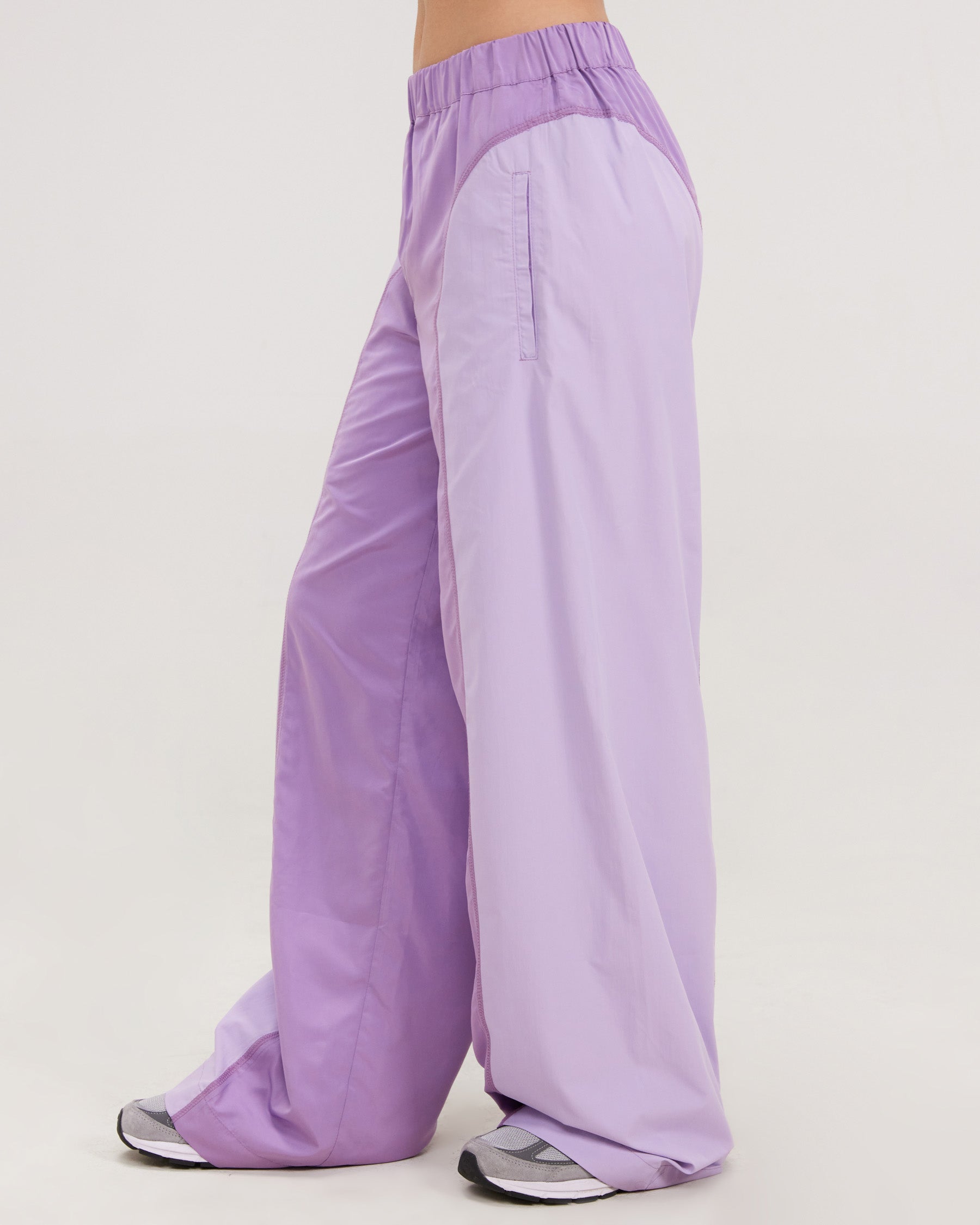 purple contrast nylon pant