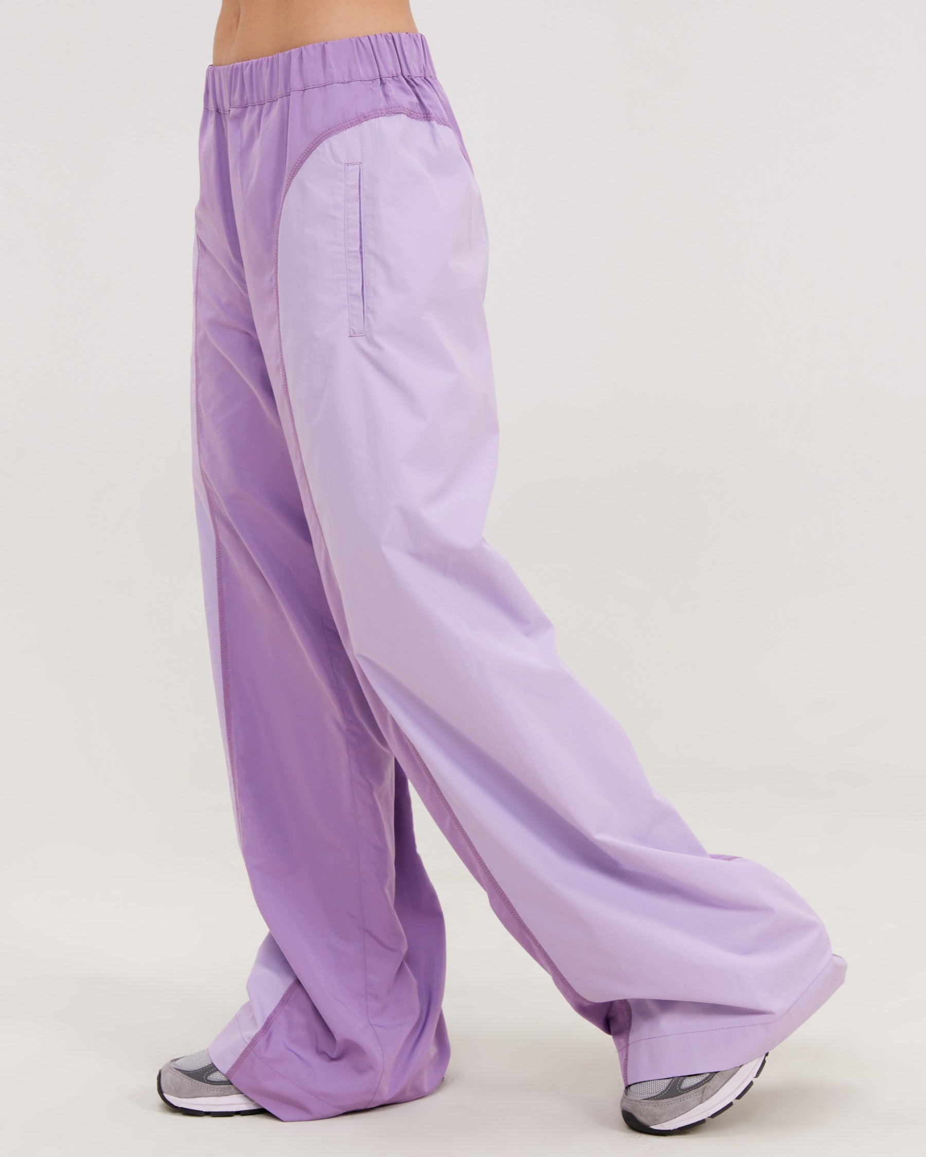 purple contrast nylon pant
