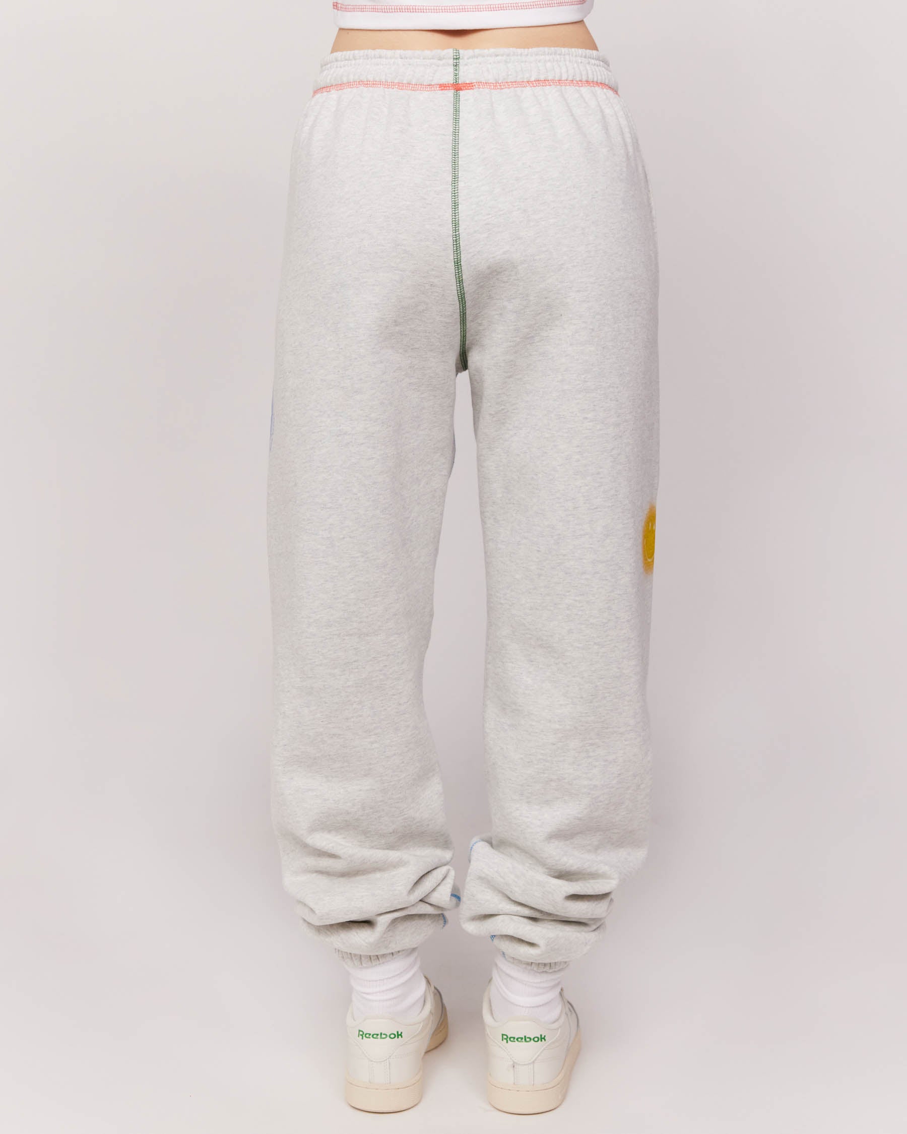 smiley face grey sweatpants