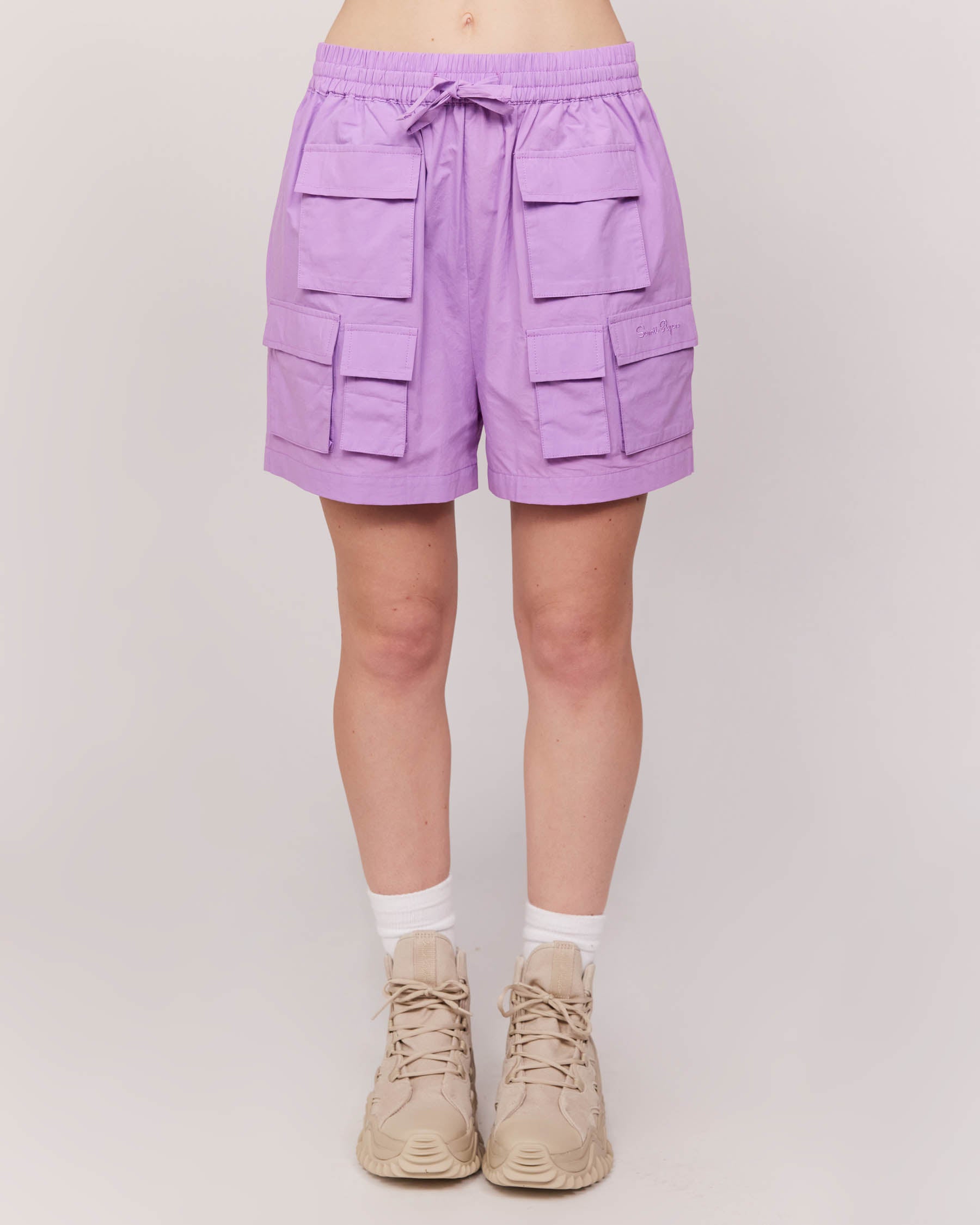 purple cargo shorts