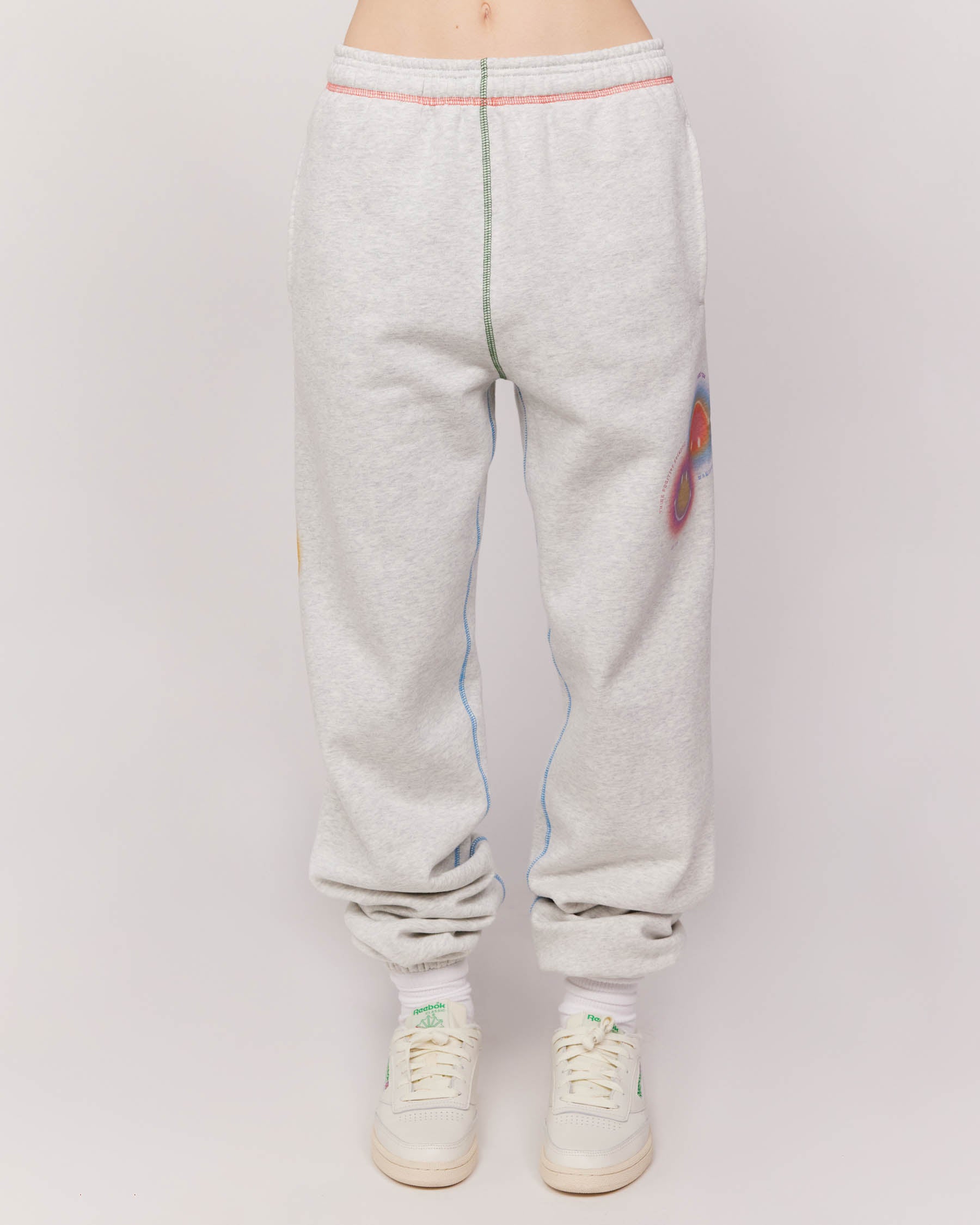 smiley face grey sweatpants