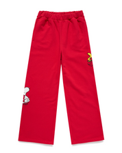 Snoopy & Woodstock Open Leg Sweatpants, Red