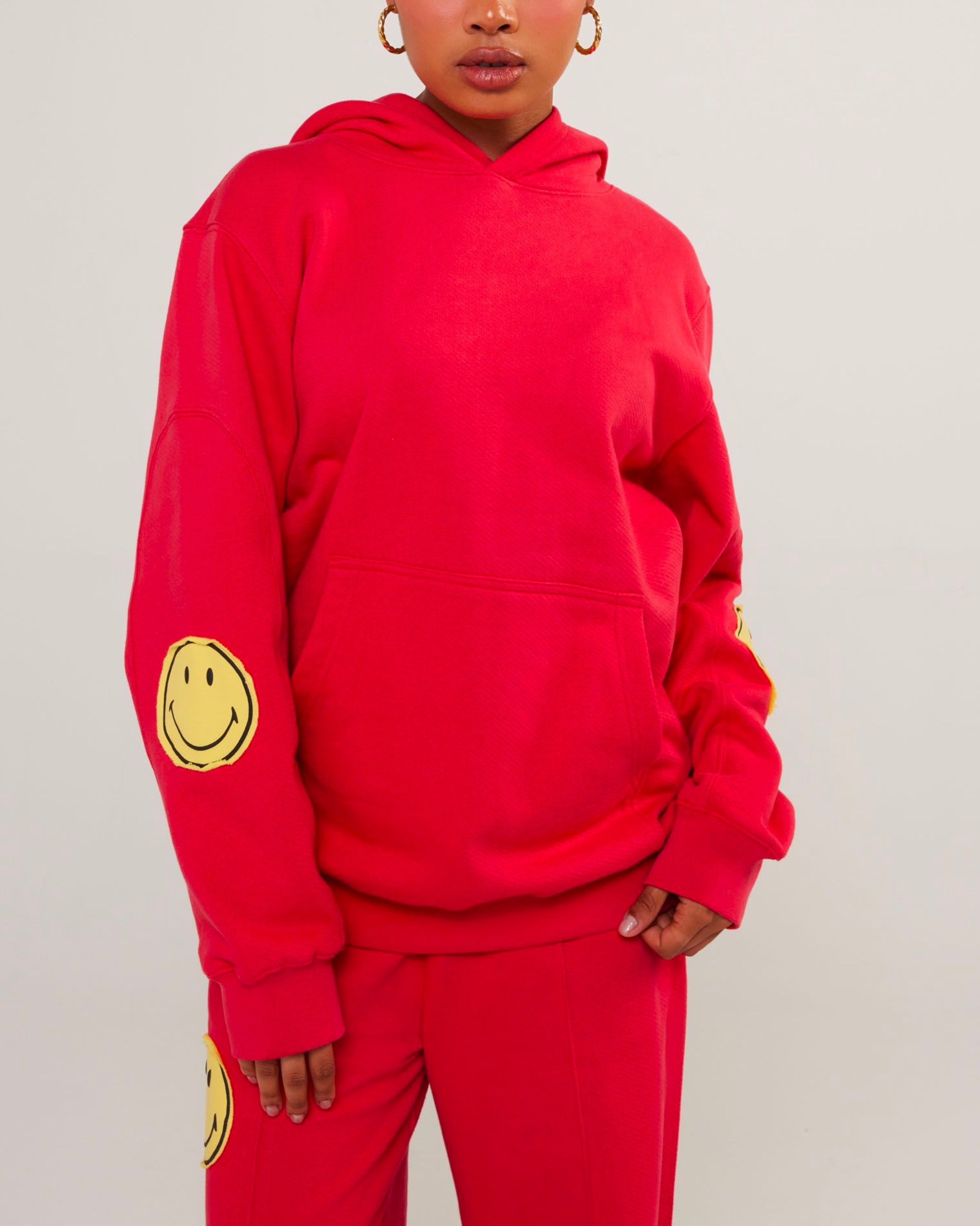 Smiley® Oversized Hoodie, Red – Samii Ryan Smiley® Oversized Hoodie, Red – Samii Ryan