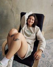 Smiley® Flourish Waffle Crewneck, Tan