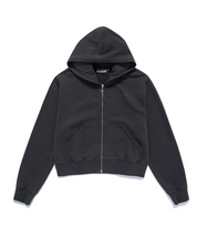 Black Stone Wash Zip-Up Hoodie