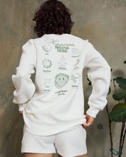 Smiley® Flourish Waffle Crewneck, White