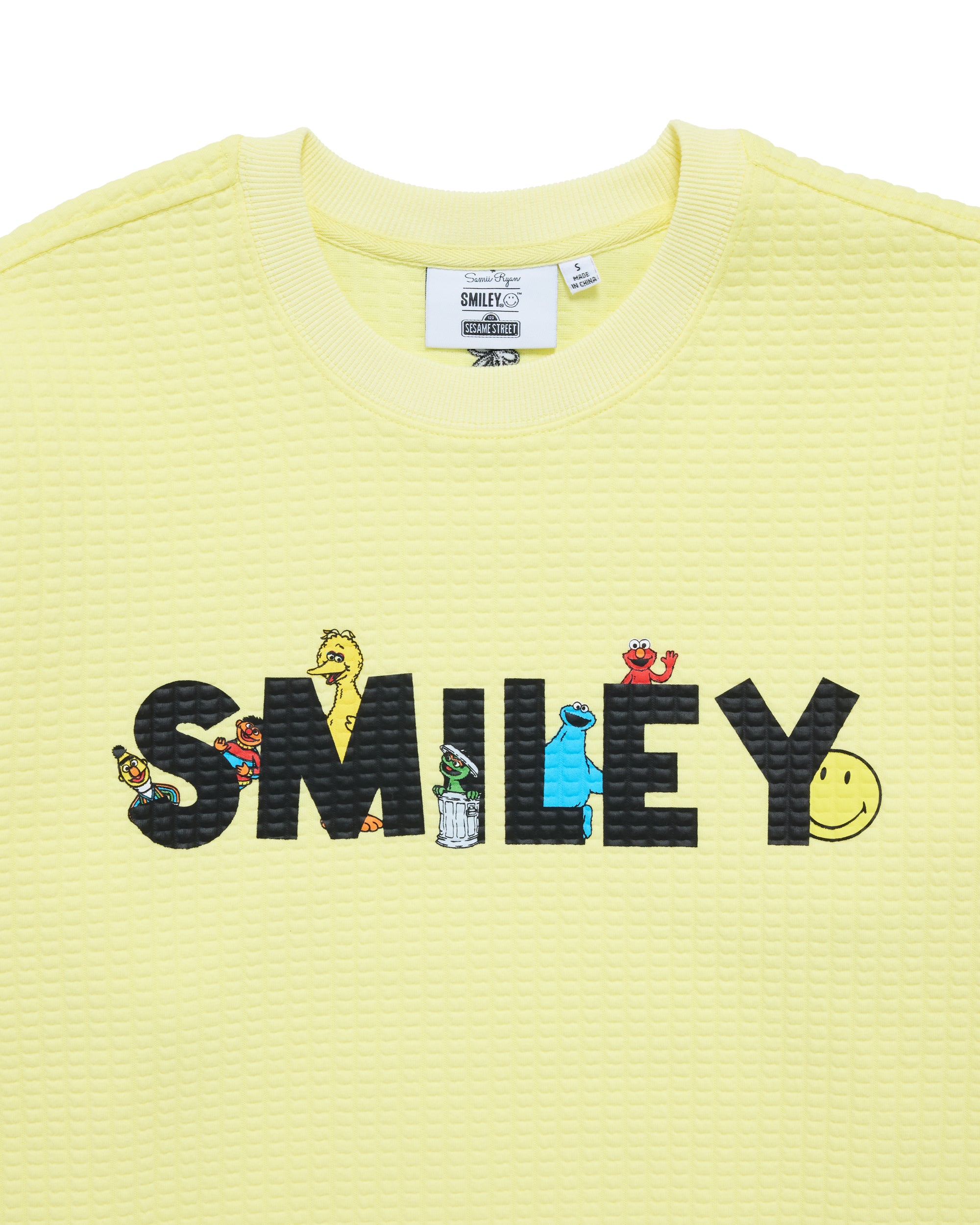 Smiley® Smile Through It Waffle Crewneck, Yellow