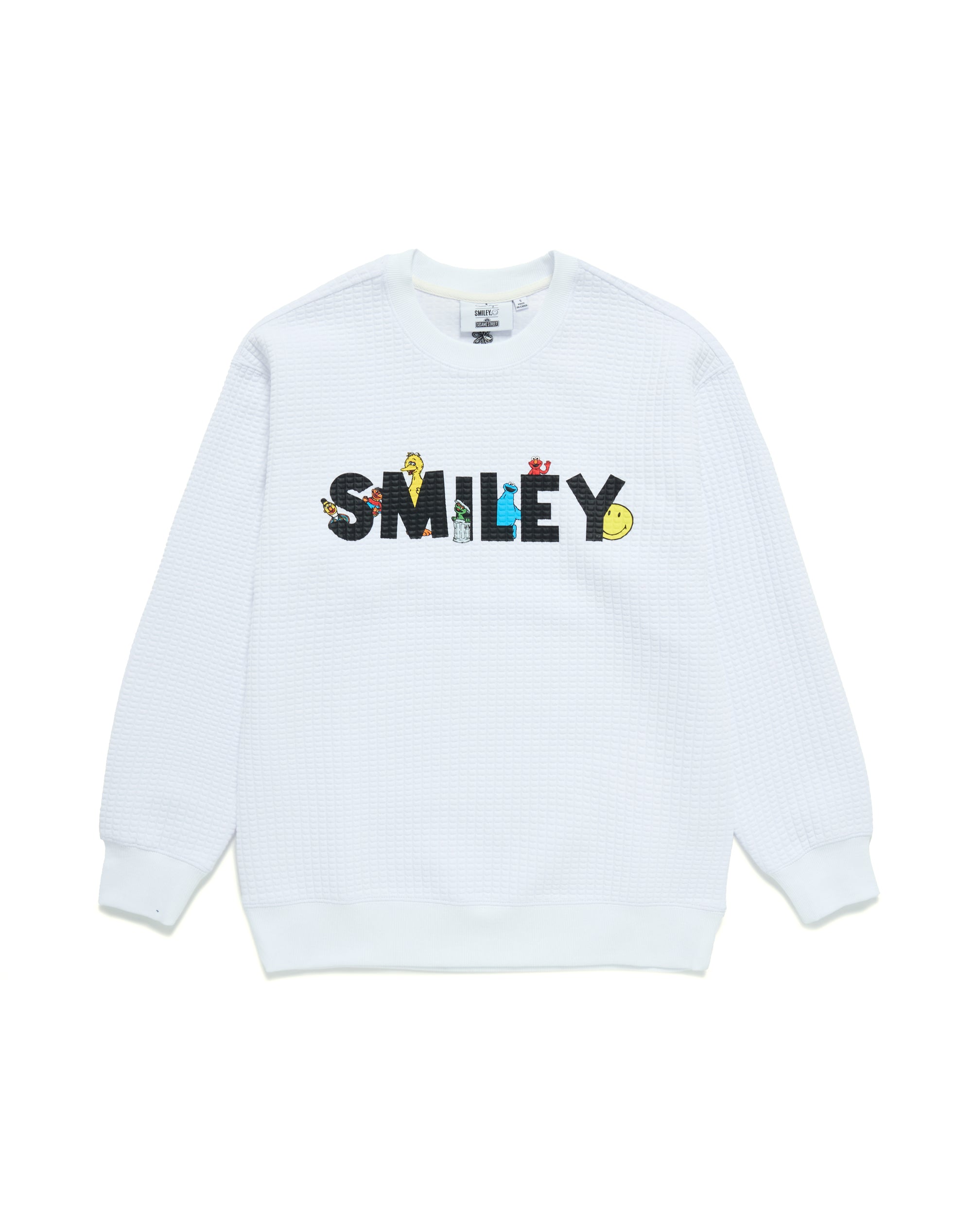 Sesame Street Smile Through It Waffle Crewneck, White