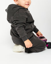 Black Stone Wash Zip-Up Hoodie- Kids