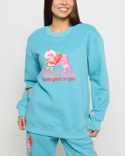 Happiness Looks Good On You Crewneck, Blue