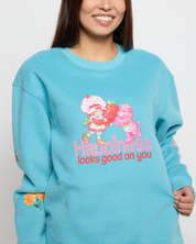 Happiness Looks Good On You Crewneck, Blue