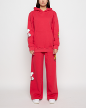 Snoopy & Woodstock Open Leg Sweatpants, Red