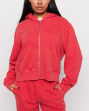 Cherry Washed Zip-Up Hoodie