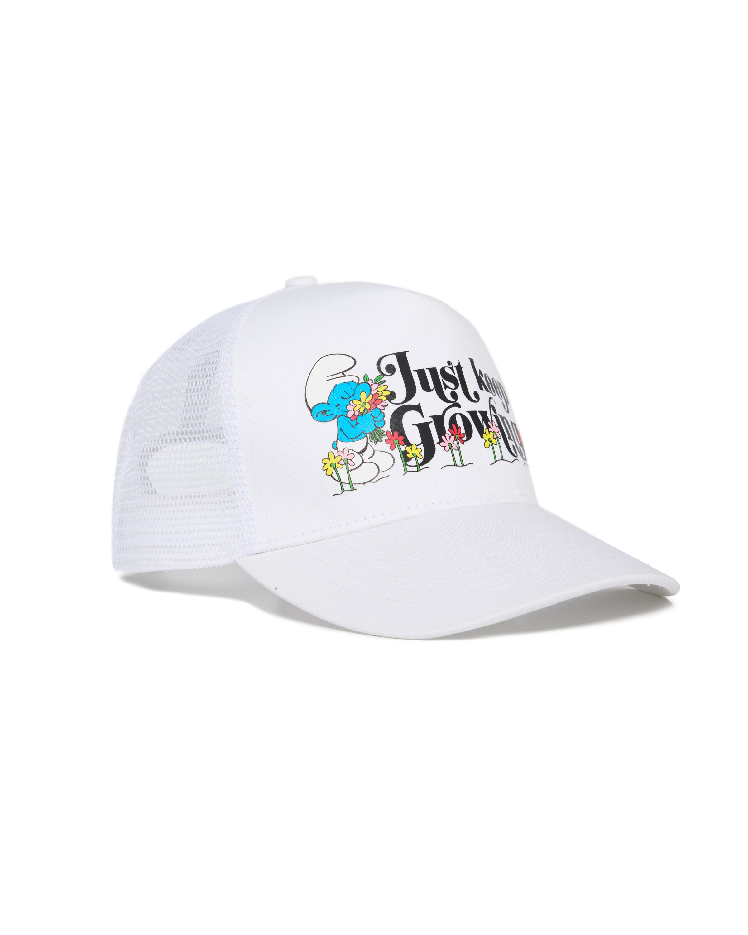 Just Keep Growing Trucker Hat, White