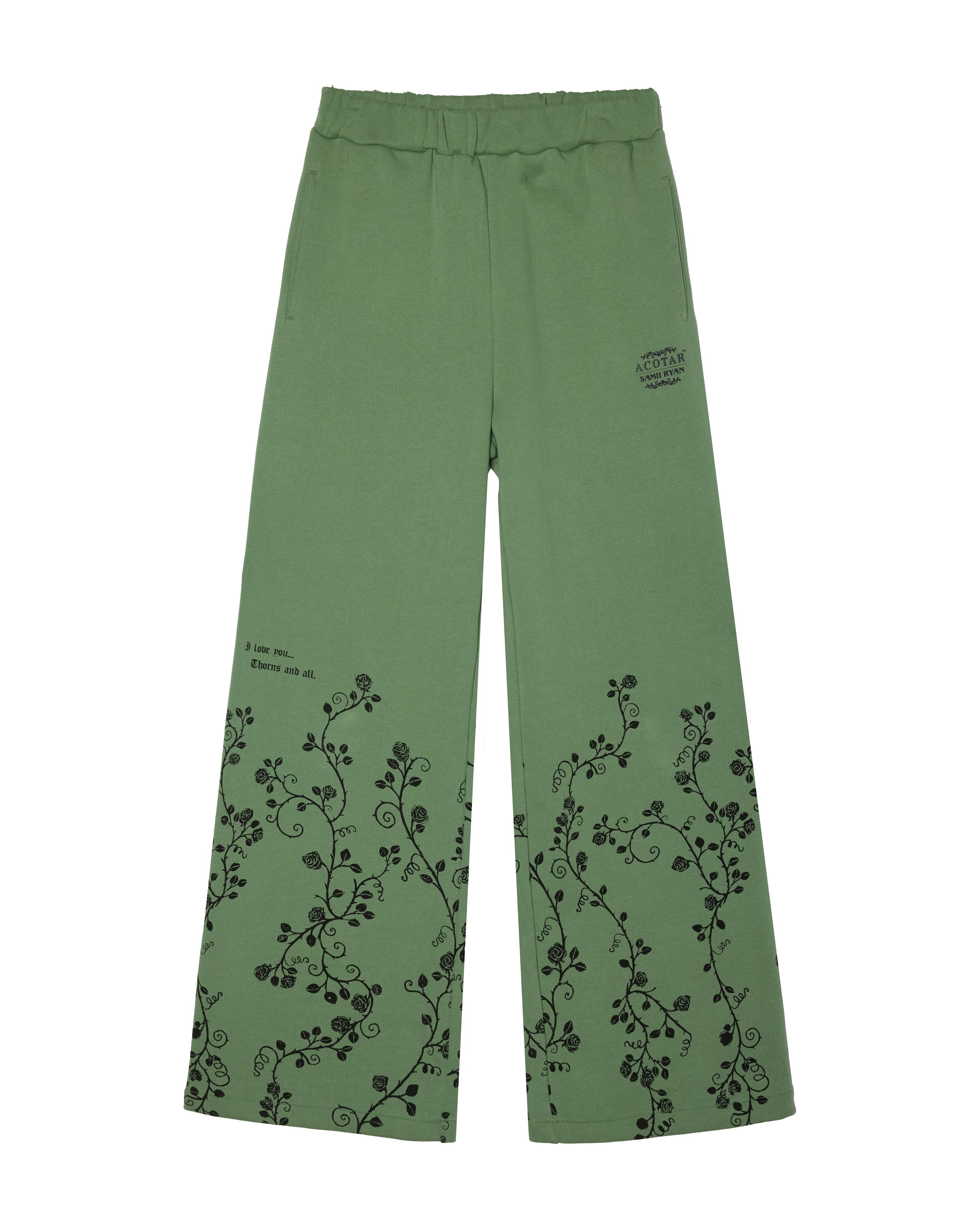 ACOTAR Thorns and Roses Open Leg Sweatpants, Green