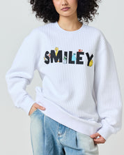 Sesame Street Smile Through It Waffle Crewneck, White