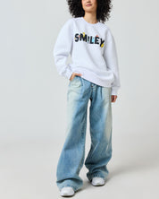 Sesame Street Smile Through It Waffle Crewneck, White