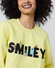 Smiley® Smile Through It Waffle Crewneck, Yellow