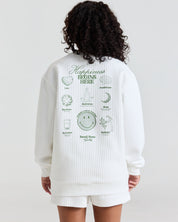 Smiley® Flourish Waffle Crewneck, White