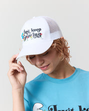 Just Keep Growing Trucker Hat, White