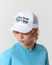 Just Keep Growing Trucker Hat, White