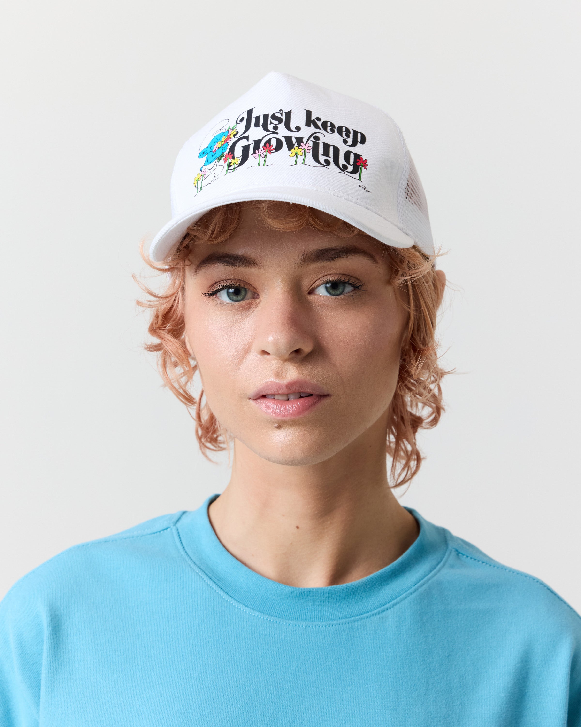 Just Keep Growing Trucker Hat, White
