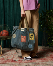 Snoopy & Woodstock Tote Bag, Denim