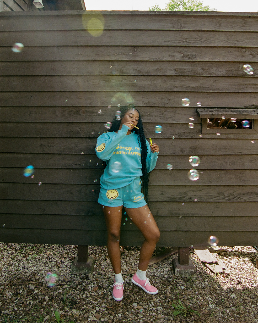 Smiley Chasing Happiness Crewneck