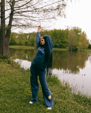 Smiley® Oversized Hoodie, Denim Blue