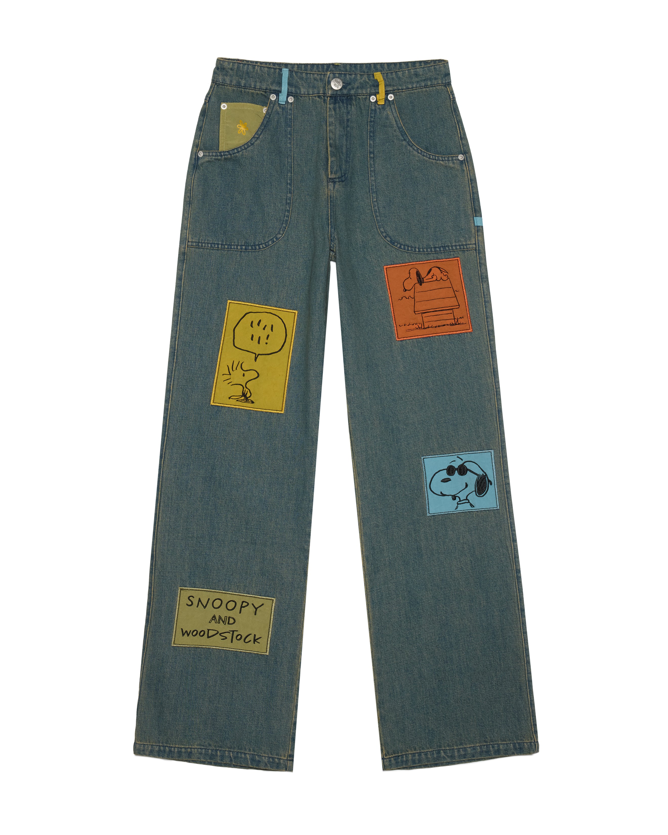Snoopy & Woodstock Denim Pants | Women's Peanuts Collab Jeans