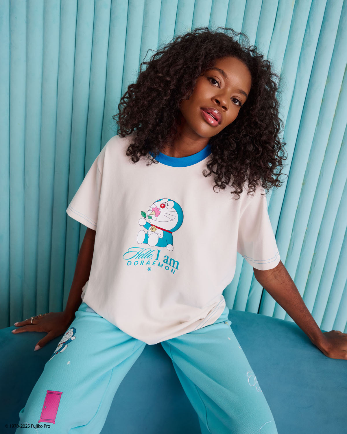 Doraemon Smell The Flowers Oversized Tee